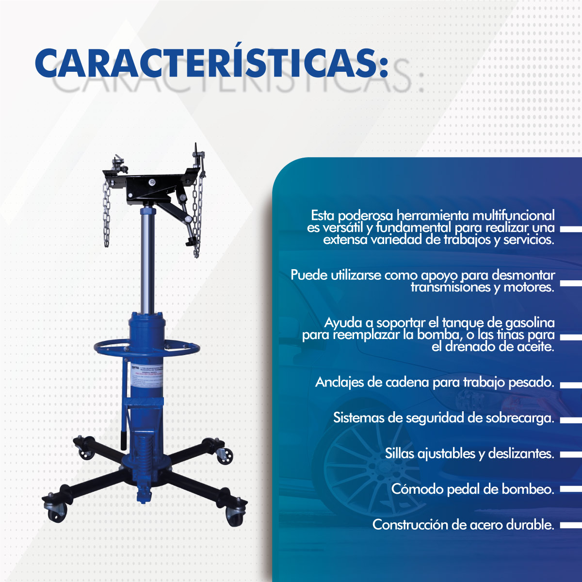 Foto 5 pulgar | Desmontadora Hidráulica de Trasmisiones 500 Kg Profesional Hantec color Azul