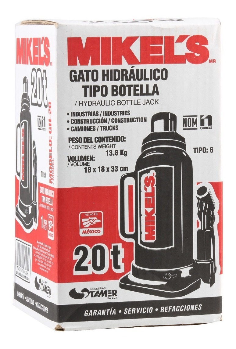 Foto 4 pulgar | Gato Hidráulico Tipo Botella Mikels color Rojo 20 Ton Horizontal