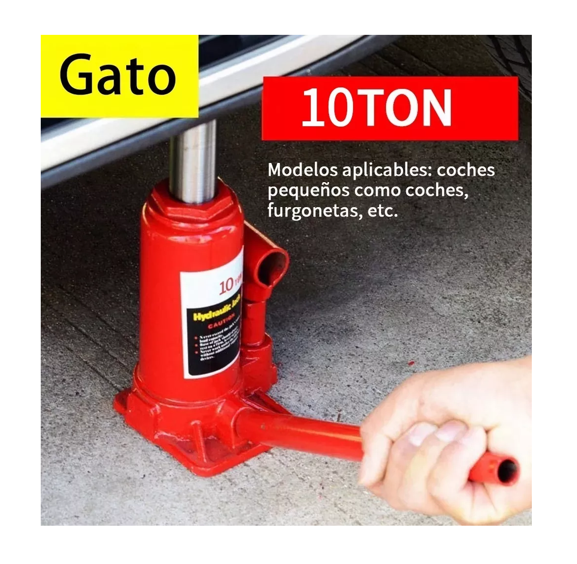 Foto 3 pulgar | Gato Hidráulico de Botella Soldado con Capacidad de 10 T Rojo