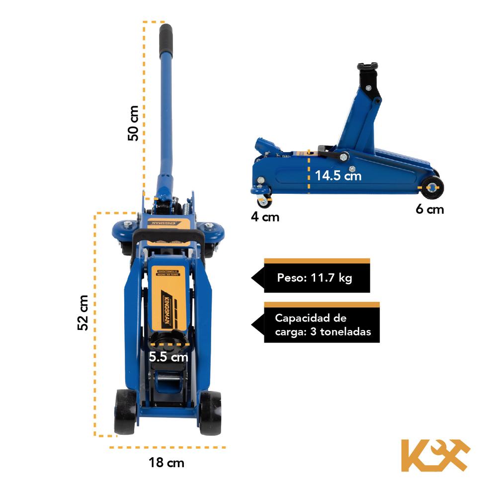 Foto 5 | Gato Hidráulico de Patín Kingsman Portátil 3 Toneladas para Carro Suv