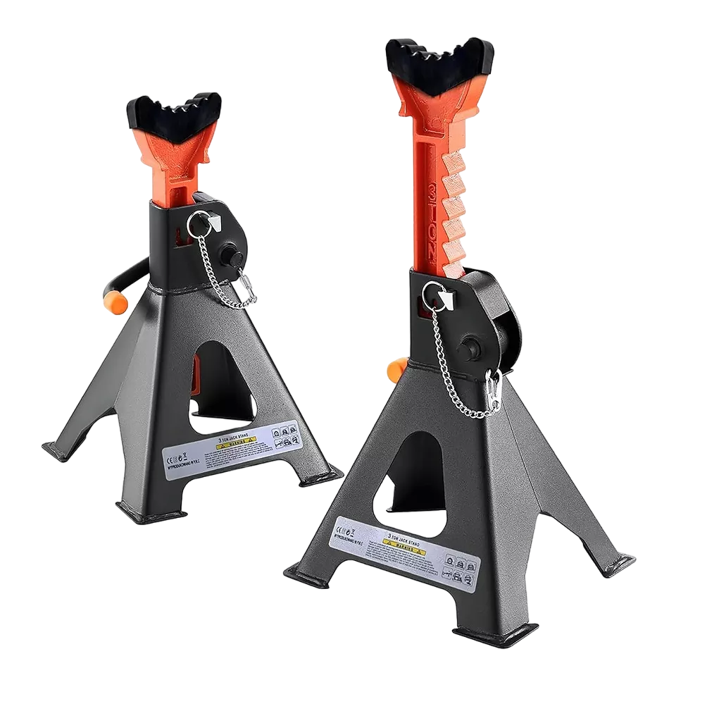 Torre Para Auto 2 Piezas 3 Toneladas Doble Seguro Altura 28-42 Cm, Negro/naranja