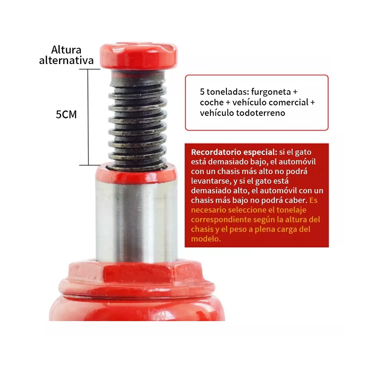 Foto 4 pulgar | Gato Hidráulico De Botella Soldado, Capacidad De 5 Toneladas Eo Safe Imports Esi-12273-1 Naranja