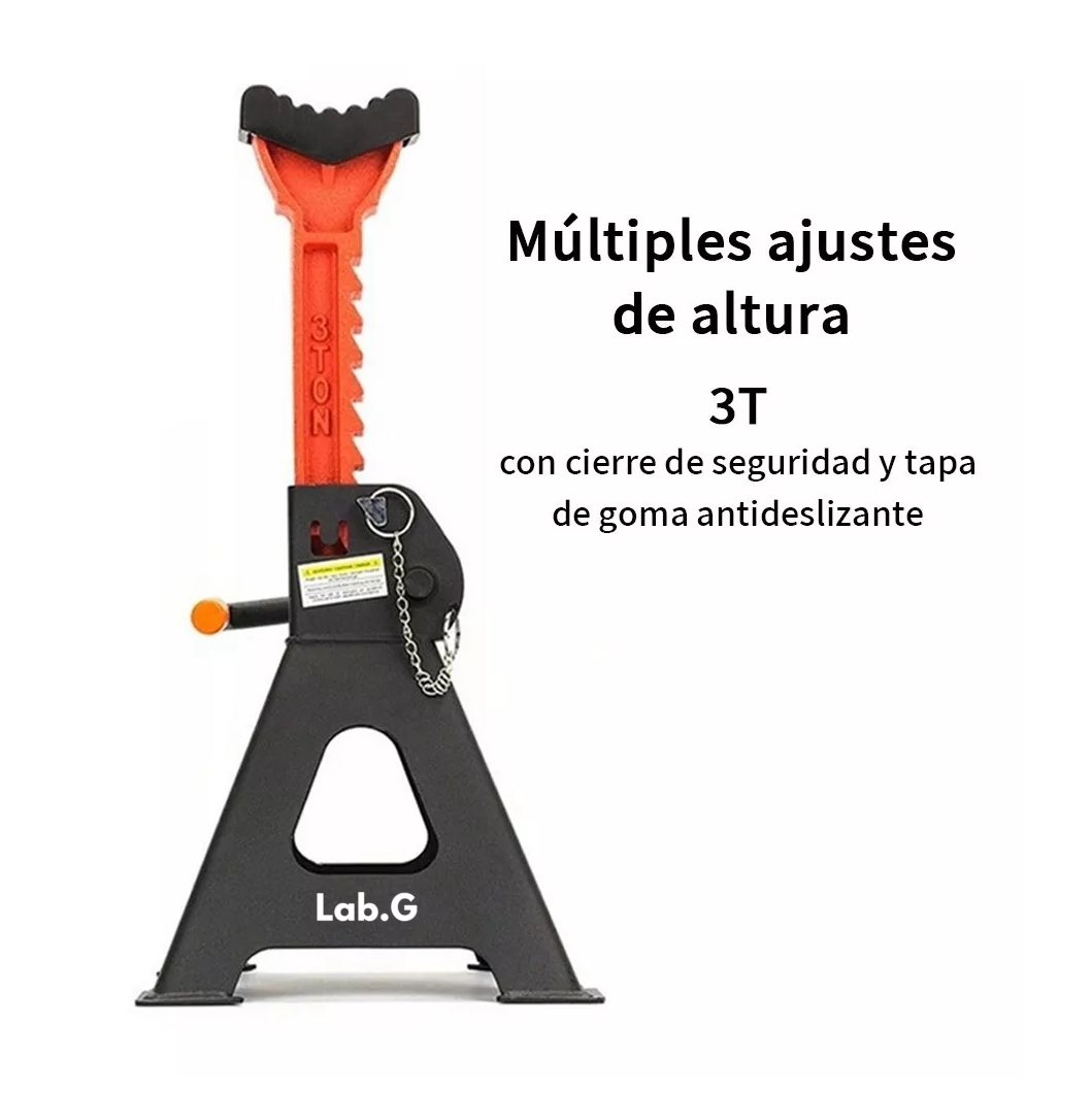 Foto 3 pulgar | Torre Auto 2 Piezas 3 Toneladas Doble Seguro Lab.g Altura 28-41 Cm Negro