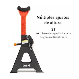 Foto 2 | Torre Auto 2 Piezas 3 Toneladas Doble Seguro Lab.g Altura 28-41 Cm Negro