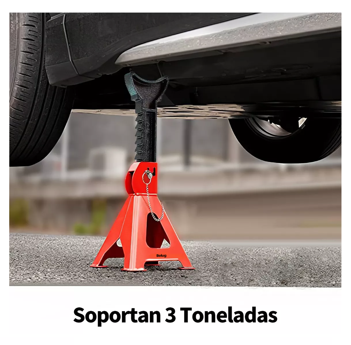Foto 3 pulgar | Torre De Auto Belug 2 Piezas 3 Toneladas Doble Seguro Altura 31-42cm, Rojo/negro