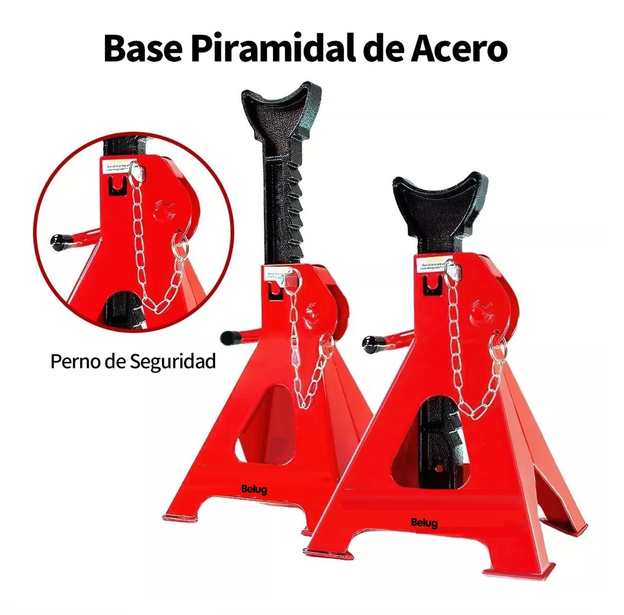 Foto 4 pulgar | Torre De Auto Belug 2 Piezas 3 Toneladas Doble Seguro Altura 31-42cm, Rojo/negro