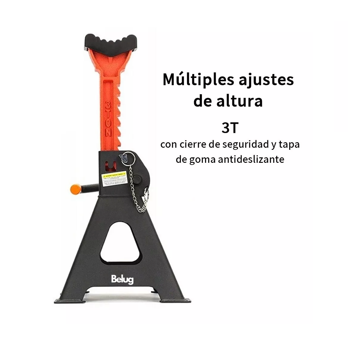 Foto 3 pulgar | Torre Auto 2 Piezas Belug 3 Toneladas Doble Seguro Altura 28-41 Cm Negro
