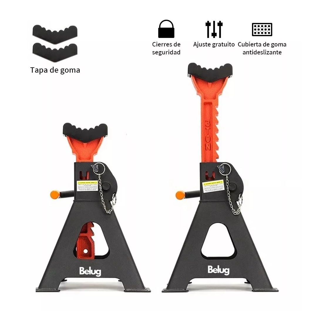Foto 5 pulgar | Torre Auto 2 Piezas Belug 3 Toneladas Doble Seguro Altura 28-41 Cm Negro