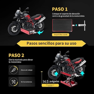 Foto 2 | Elevador Mecánico Belug De Motocicleta De 1100lb 85mm-340mm Rojo Negro