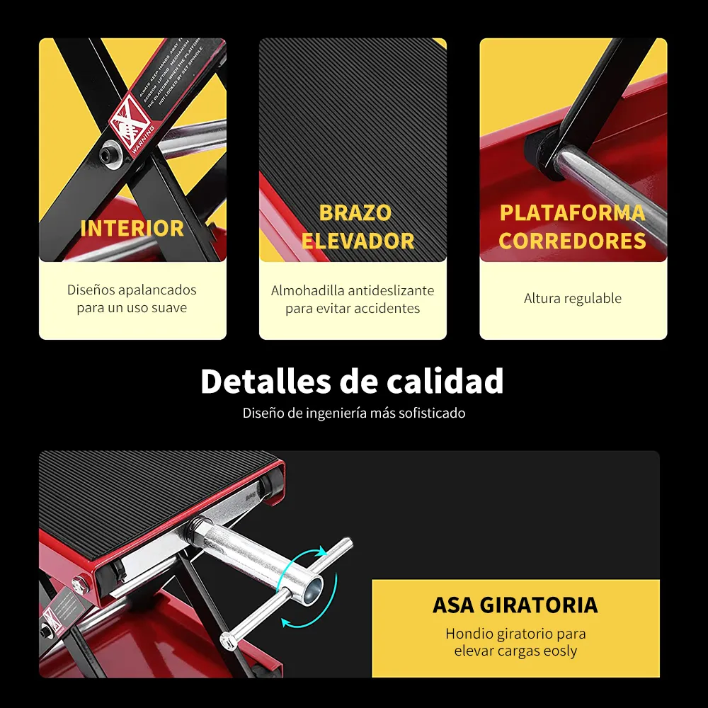 Foto 5 | Elevador Mecánico Belug De Motocicleta De 1100lb 85mm-340mm Rojo Negro