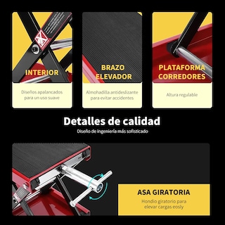 Foto 5 | Elevador Mecánico Belug De Motocicleta De 1100lb 85mm-340mm Rojo Negro