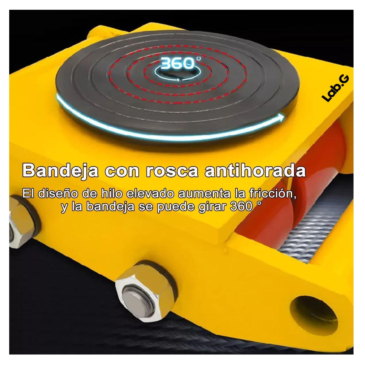 Foto 4 | Patin Tortuga Lab.g 4 Ruedas Para Mover Carga Hasta 6t Toneladas Amarillo