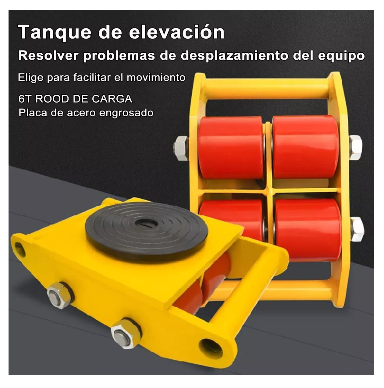 Foto 5 | Patin Tortuga Lab.g 4 Ruedas Para Mover Carga Hasta 6t Toneladas Amarillo