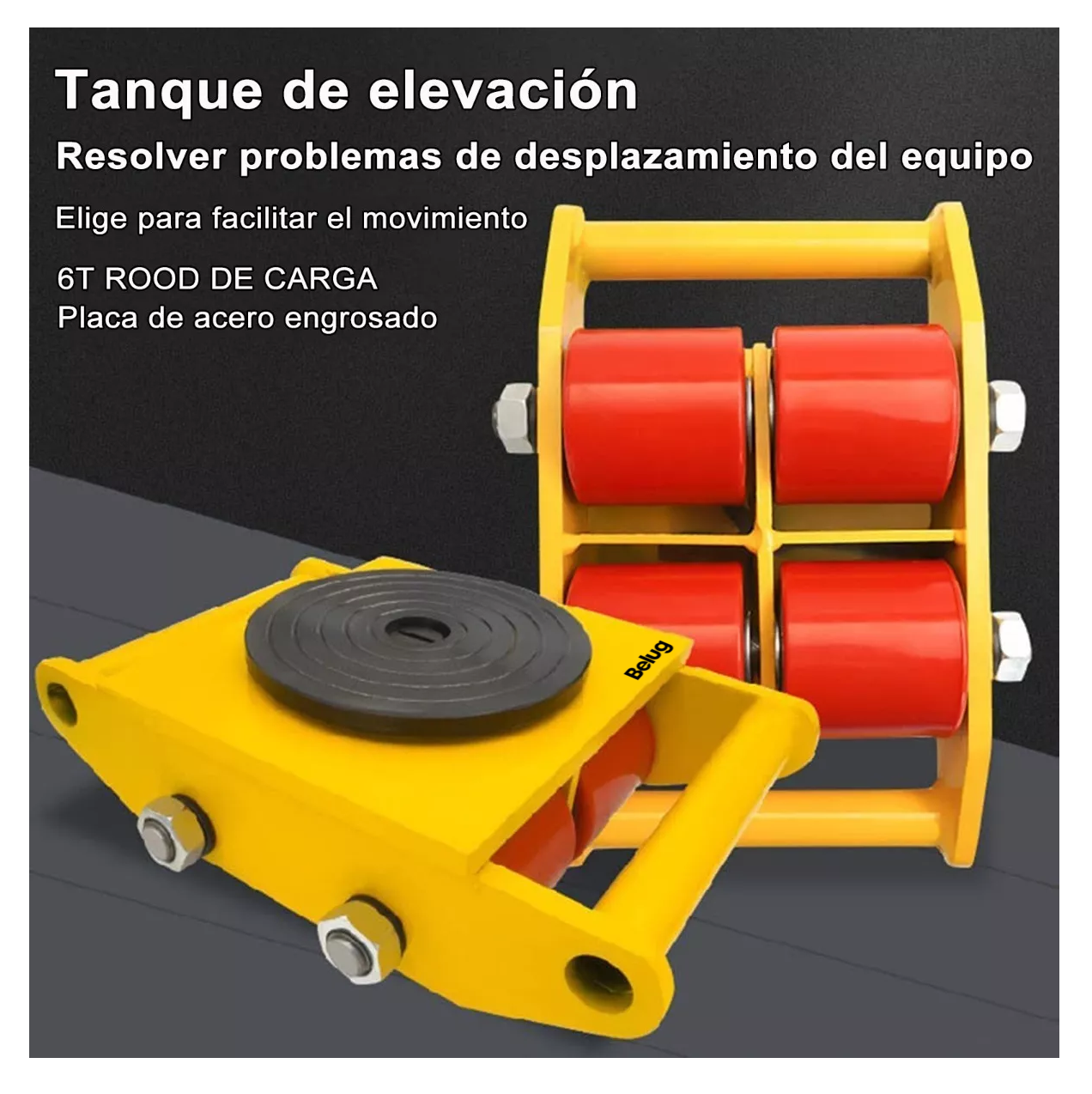 Foto 5 | Patin Tortuga 4 Ruedas Belug Para Mover Carga Hasta 6t Toneladas Amarillo