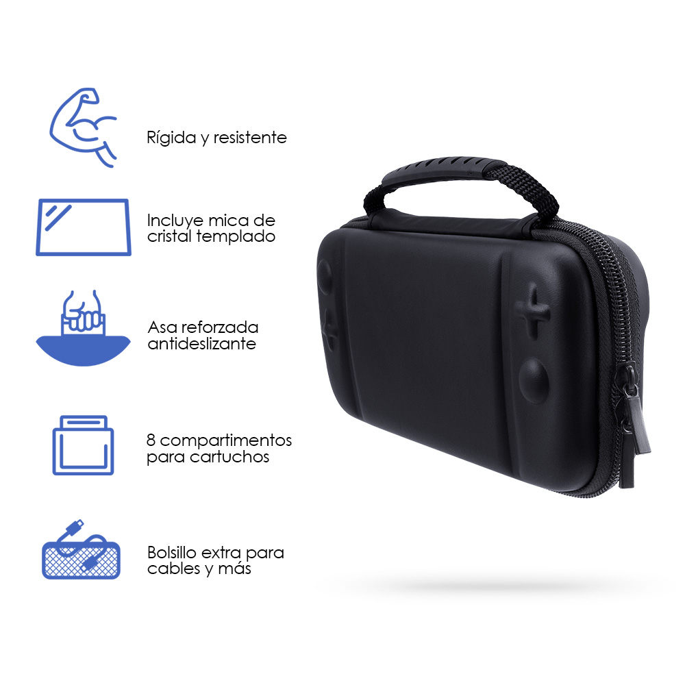 Foto 3 pulgar | Estuche Rígido Portátil para Nintendo Switch Lite Redlemon 79905 color Negro con Mica de Cristal Templado