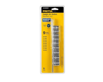 Foto 3 | Juego de 9 Dados Milimétricos Pretul Jd-3/8x10mm-p Mecánica