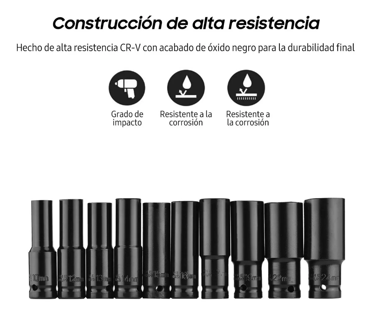 Foto 4 pulgar | Dados de Llave de Vaso Malubero color Negro 10 Piezas