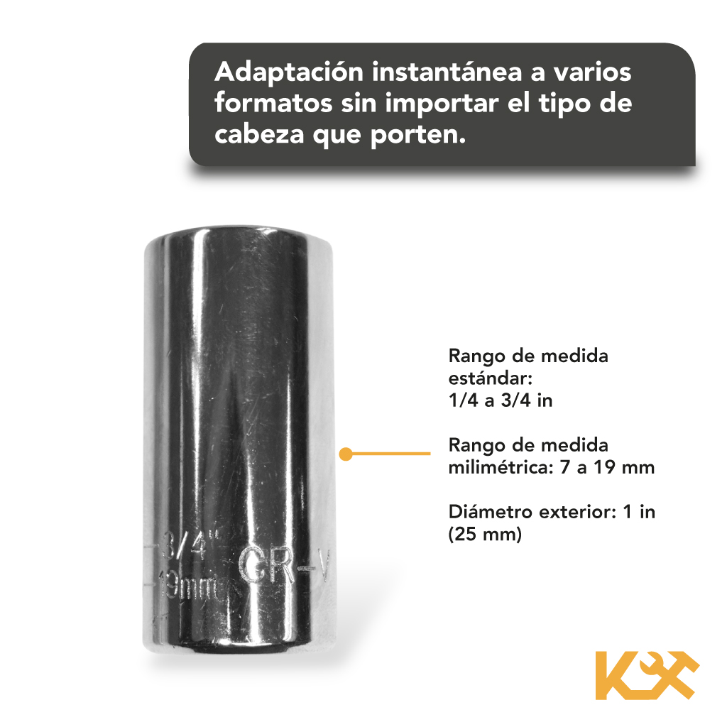 Foto 4 pulgar | Herramienta Matraca Dado Hexagonal Universal 1/4-3/4in 3 Pzs Kingsman