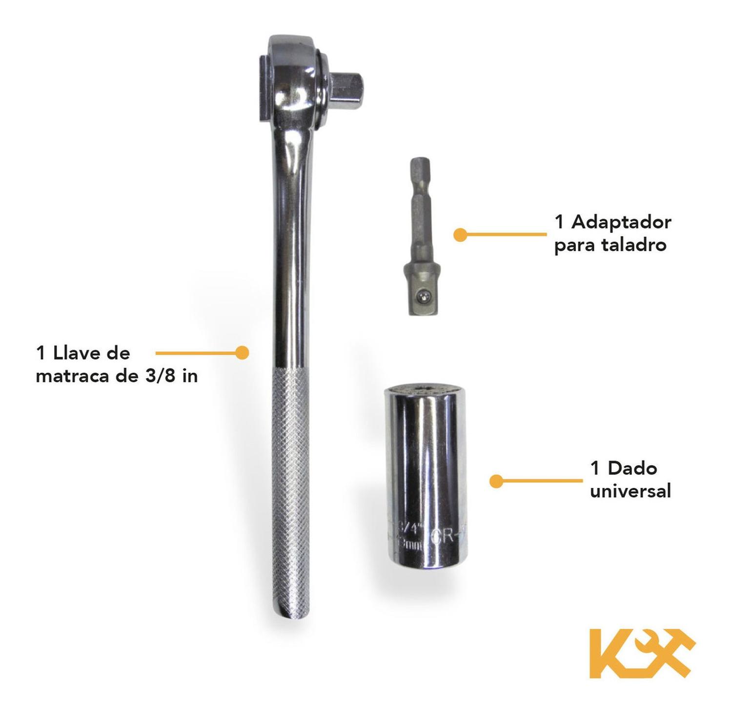 Foto 5 | Herramienta Matraca Dado Hexagonal Universal 1/4-3/4in 3 Pzs Kingsman