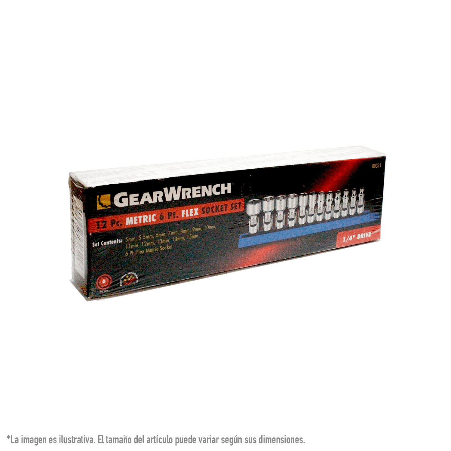 Foto 2 | Set De Dados Flex Métricos 1/4 Plg Gearwrench 80311 12 Pz