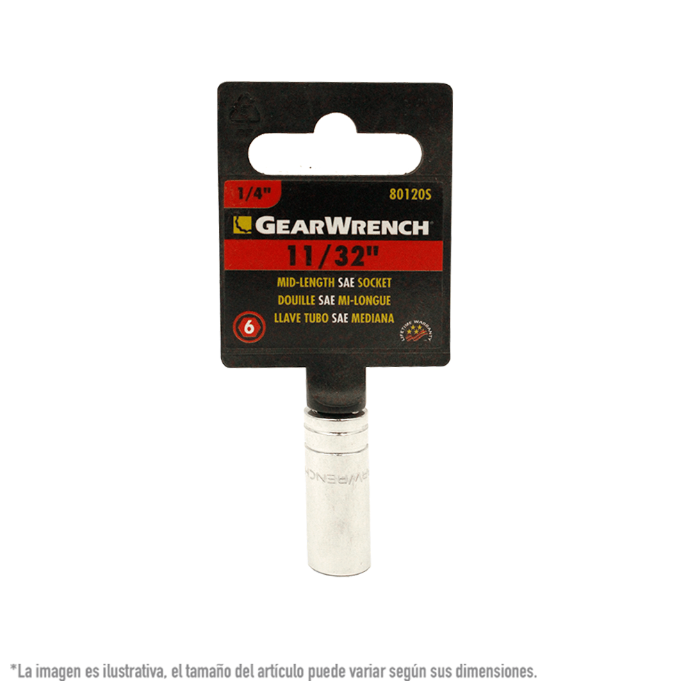 Foto 1 | Dado Medio Sae 1/4 Plg 6 Puntas Gearwrench 80120s 11/32 Plg