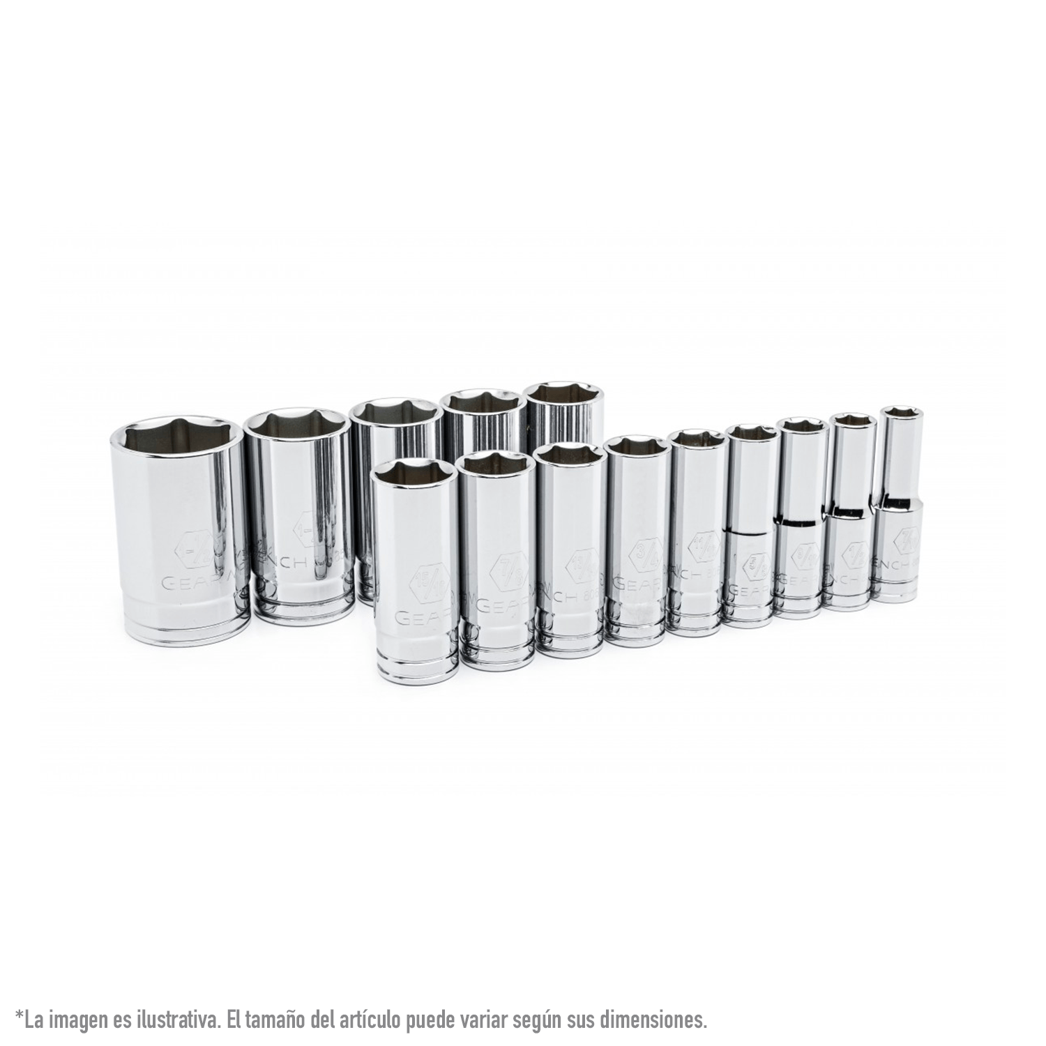 Juego De Dados Largos 6 Ptas Sae De 1/2 Plg Gearwrench 80733 14 Pz