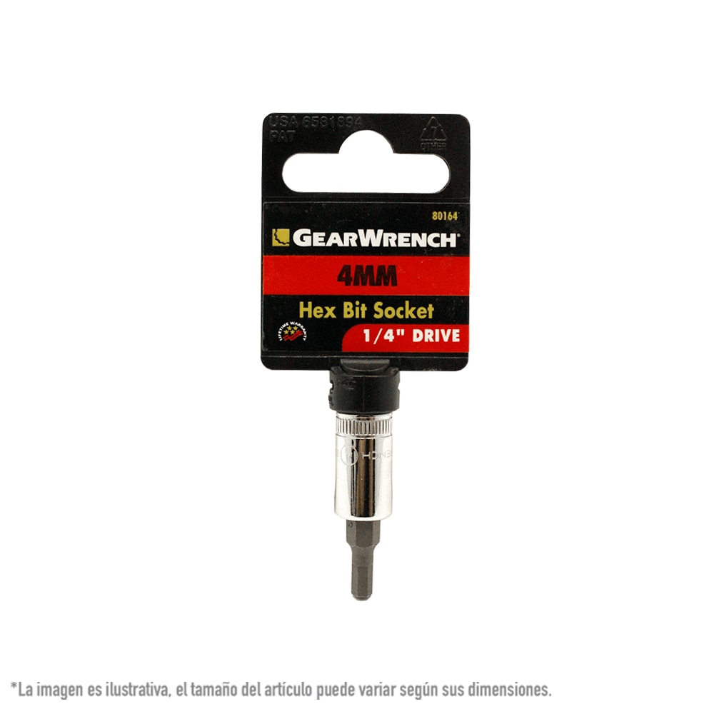 Dado Punta Hexagonal 1/4 Plg Estándar Gearwrench 80164 4 Mm $153