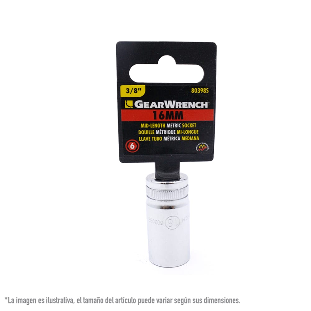 Dado De Media Métrico 3/8 Plg 6 Pt. Gearwrench 80398s 16 Mm $207