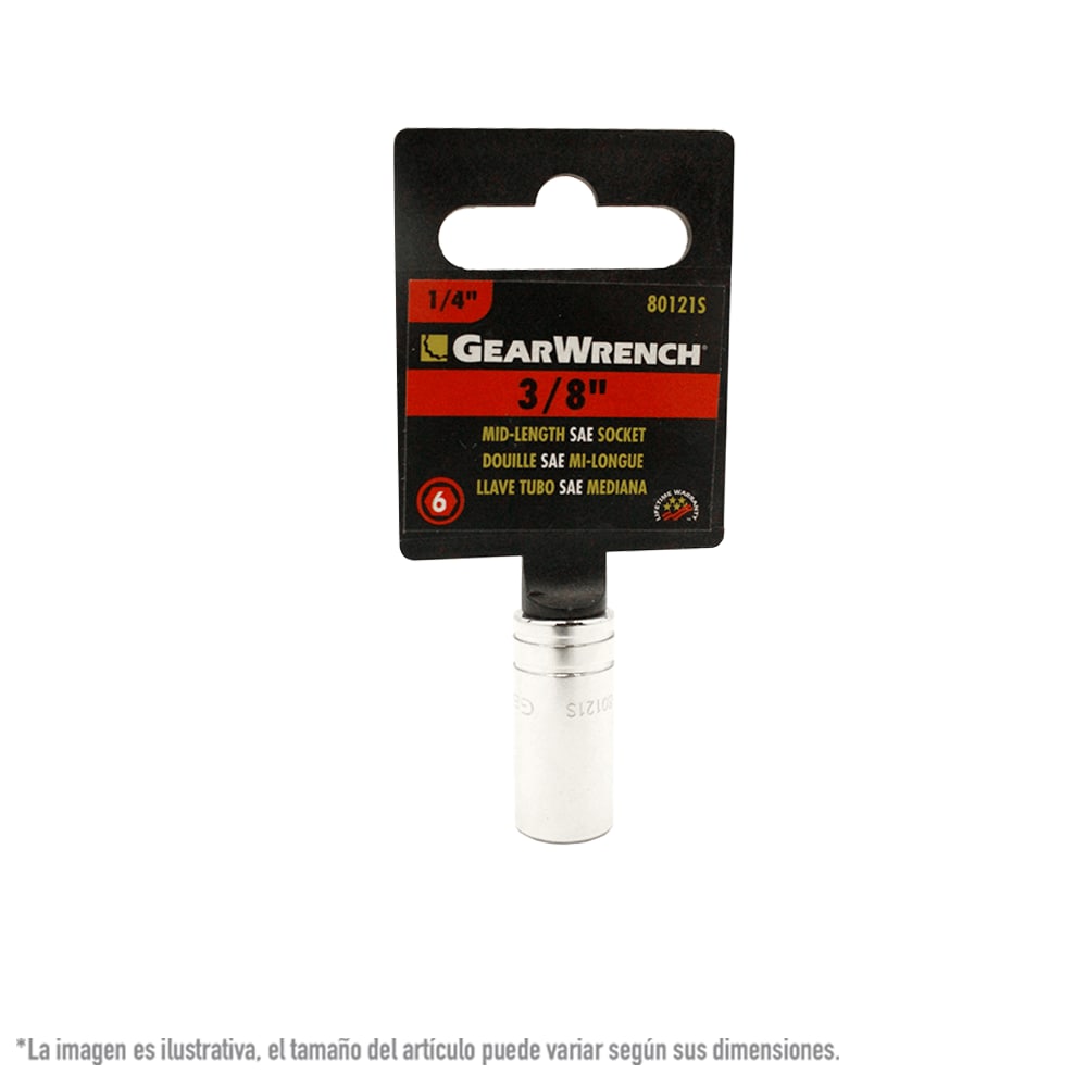 Dado Medio Sae 1/4 Plg 6 Puntas Gearwrench 80121s 3/8 Plg $262