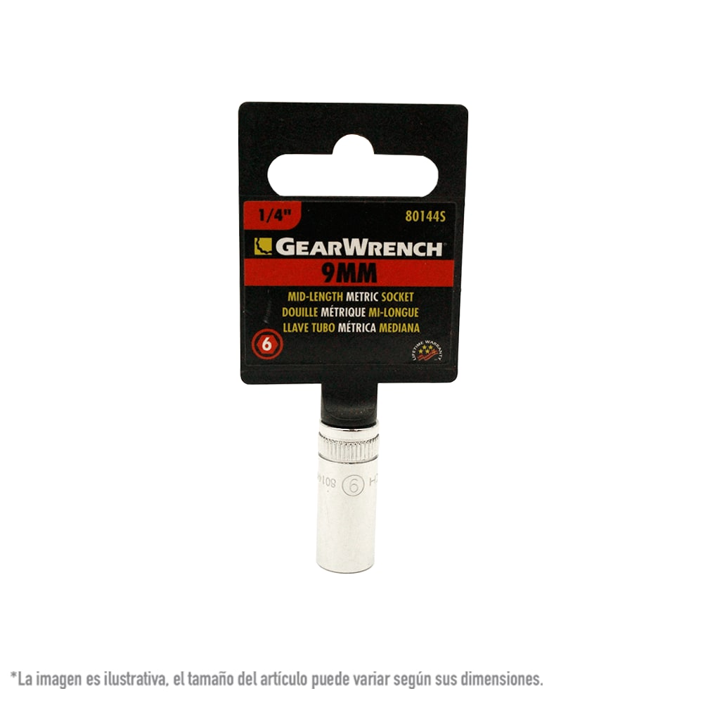Dado Medio Sae 1/4 Plg 6 Puntas Gearwrench 80144s 9 Mm $209