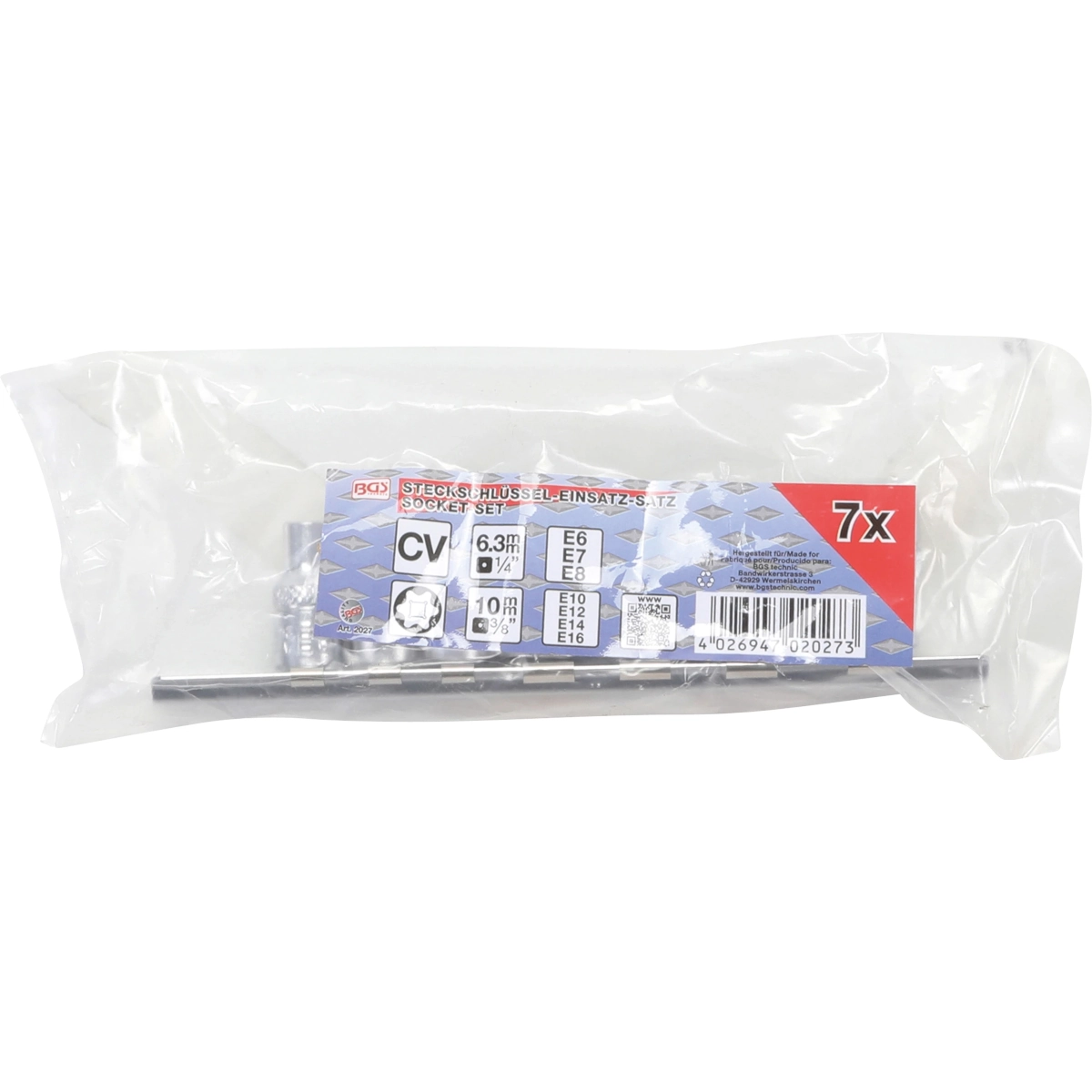 Foto 4 pulgar | Juego 7 Pz De Dados E-torx 1/4'' Y 3/8'' | E6 - E16 | Bgs 2027