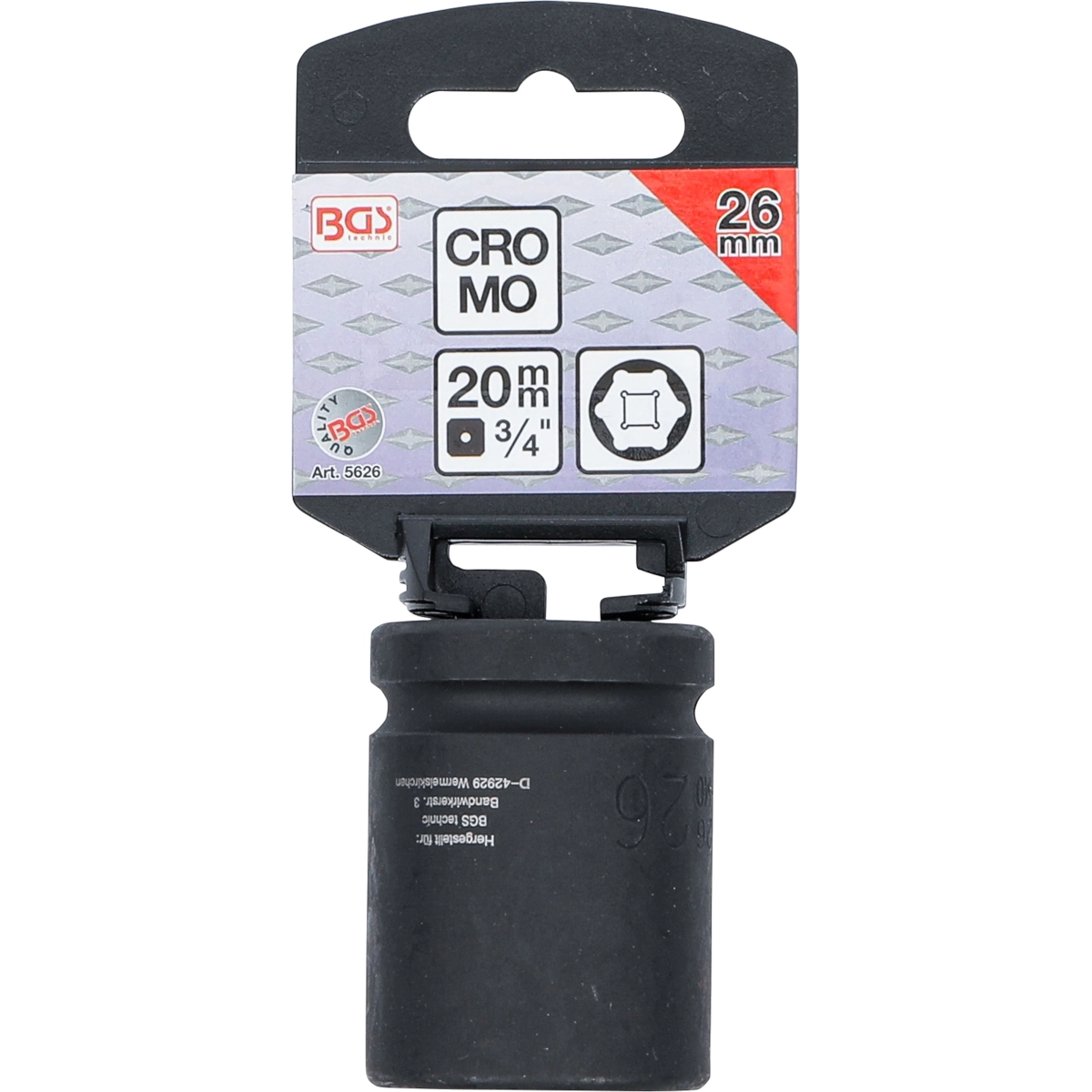 Foto 4 pulgar | Dado Impacto Hexagonal | Entrada 3/4'' | 26 Mm | Bgs 5626