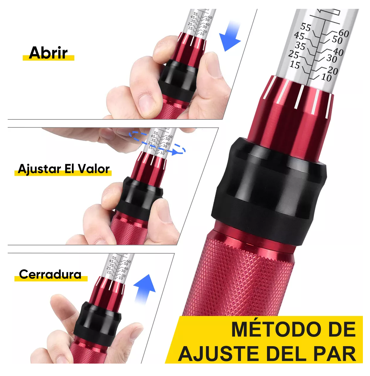 Foto 5 pulgar | Llave Dinamométrica 3/8'' Doble Dirección Con Hebilla Para Mantenimiento Belug Multicolor