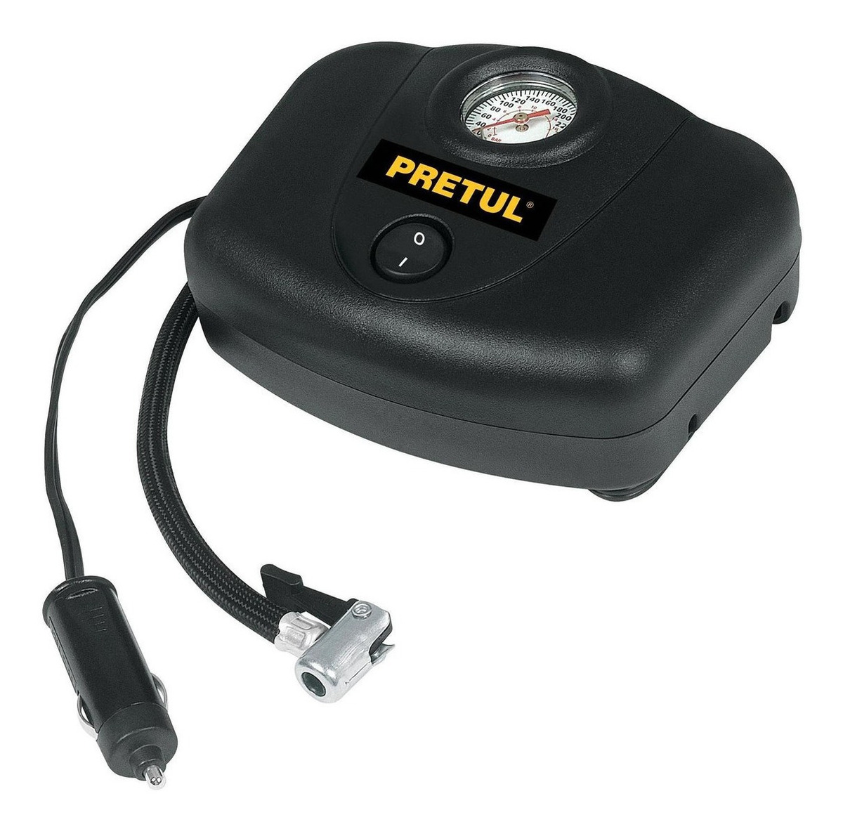 Compresor Aire para Llantas Auto 12v 12l/m color Negro Pretul 21689