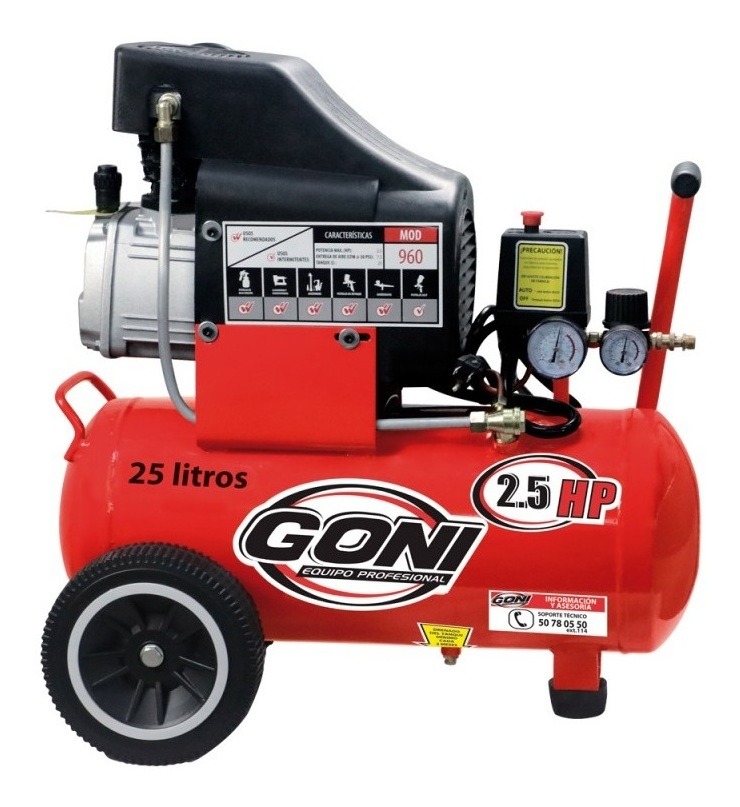 Compresor Aire C/tanque 25 Lts 2.5 Hp - 960 - Goni