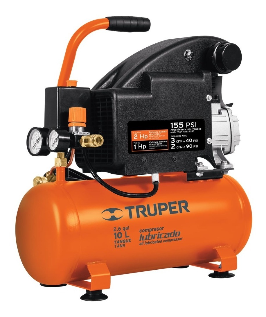 Compresor de Aire Lubricado 10 Lts 2 Hp Truper 19215