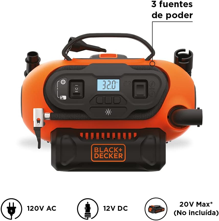 Foto 2 | Compresor de aire Black+Decker ‎Bdinf20-B3 Inflador Múltiple