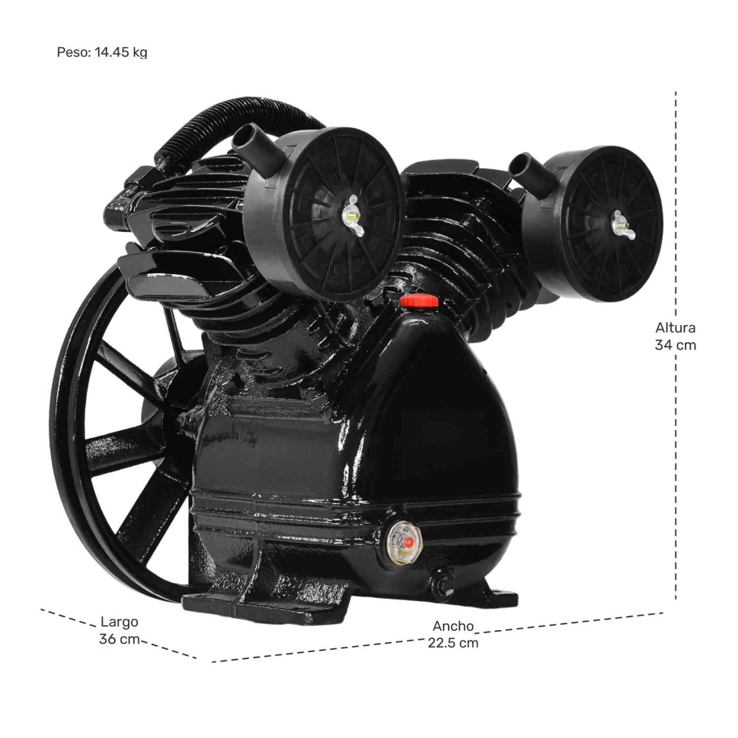 Foto 7 pulgar | Cabezal para Compresor 3hp 2 Cilindros Gutstark 115 Psi 1050 Rpm