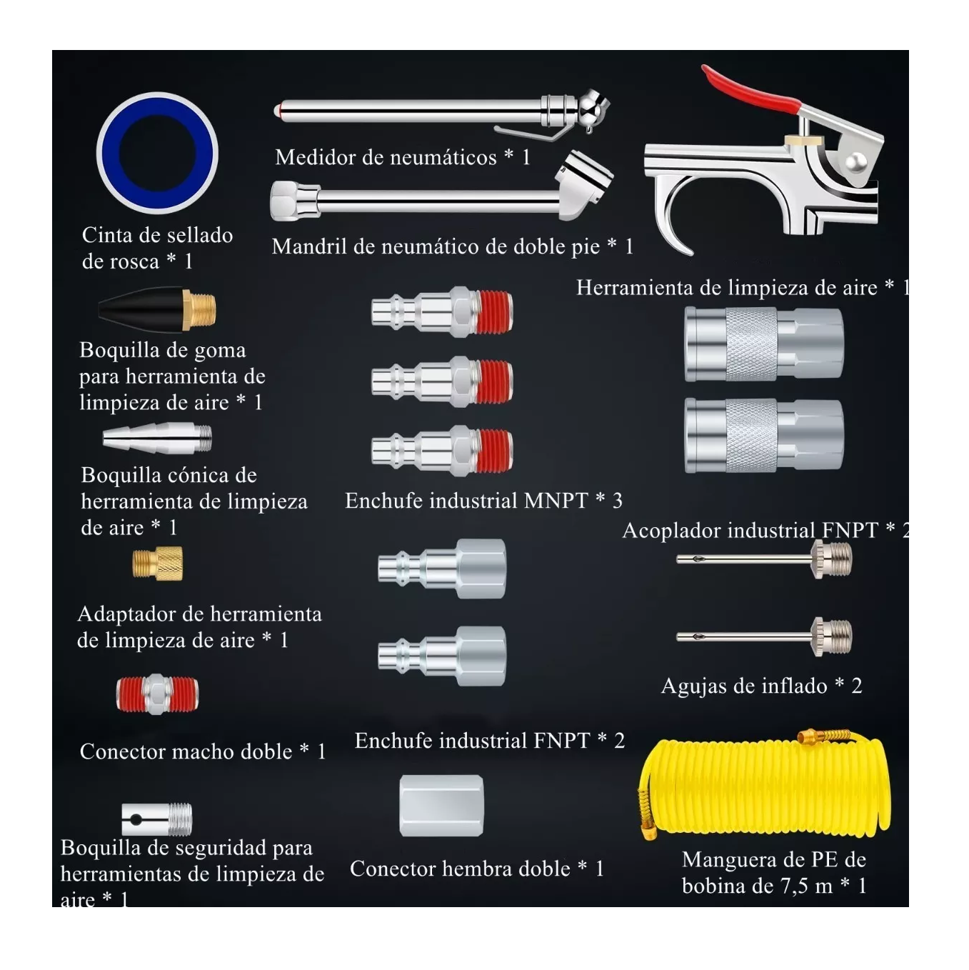 Foto 5 | Kit de Accesorios para Compresor de Aire 20 Piezas