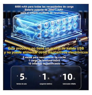 Foto 3 | Compresor De Aire Portátil P/inflar Neumáticos De 6000mah Morado