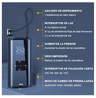 Foto 2 | Inflador de Llantas Inalámbrico Portátil 150 Psi con LCD