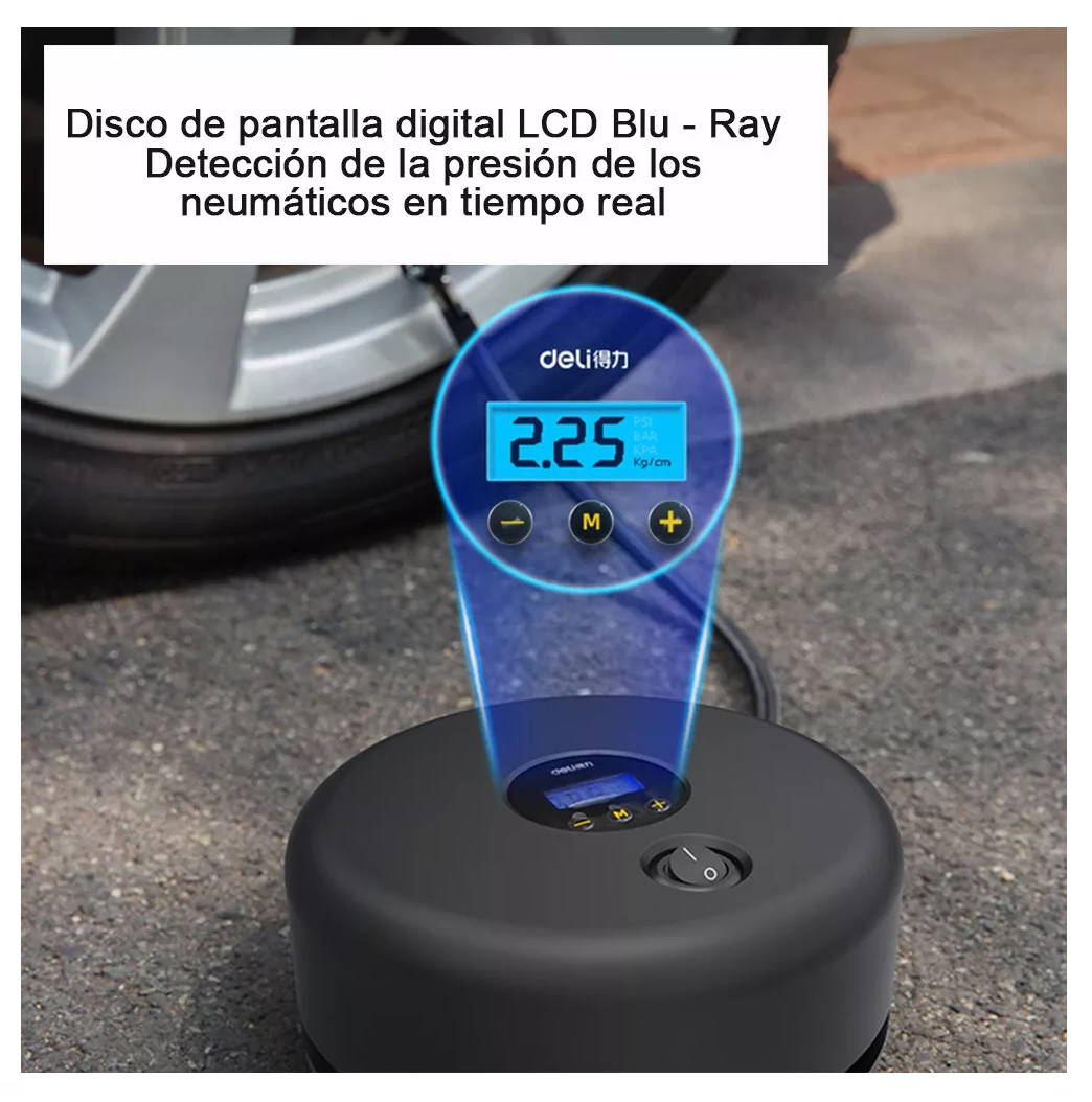 Foto 3 pulgar | Compresor Inflador De Llanta Para Auto Lcd Redondo Negro