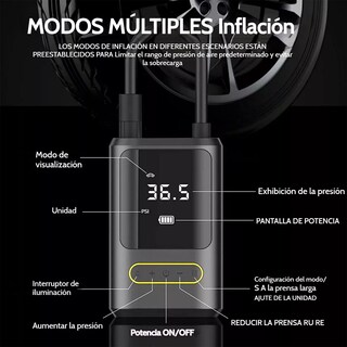 Foto 2 | Compresor De Aire Portatil 80w Inflador De Llantas Bomba Eo Safe Imports Esi-14893 Negro