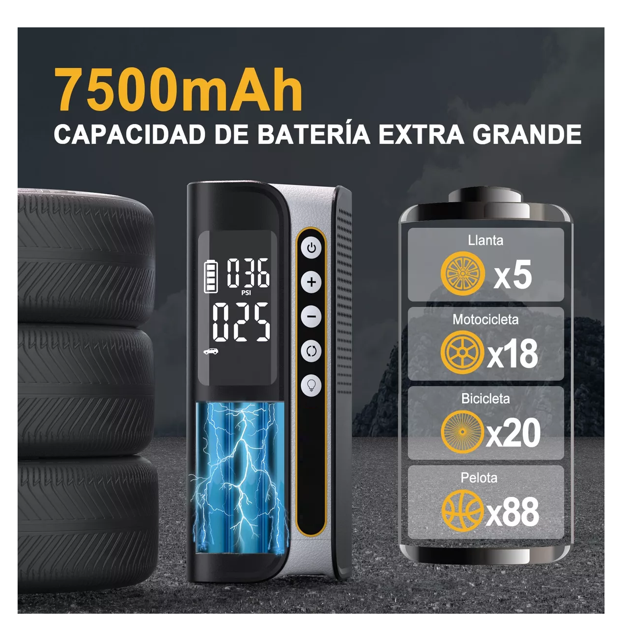 Foto 2 | Compresor Inflador Bombas De Aire Para Coches Negro