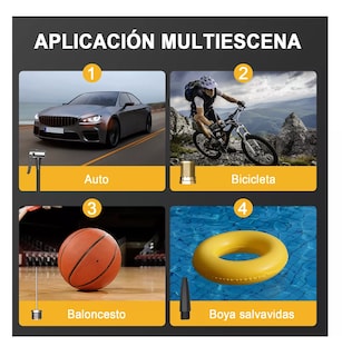 Foto 4 | Compresor Inflador Bombas De Aire Para Coches Negro