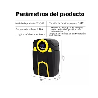 Foto 2 | Bomba Inflable De Pantalla Digital Con Caja De Herramientas Portátil Negro/amarillo