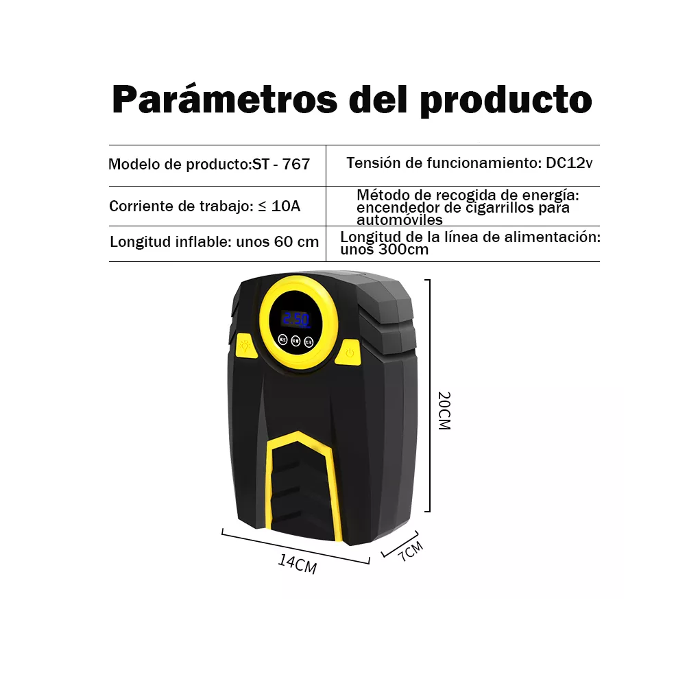 Foto 3 pulgar | Bomba Inflable De Pantalla Digital Con Caja De Herramientas Portátil Negro/amarillo