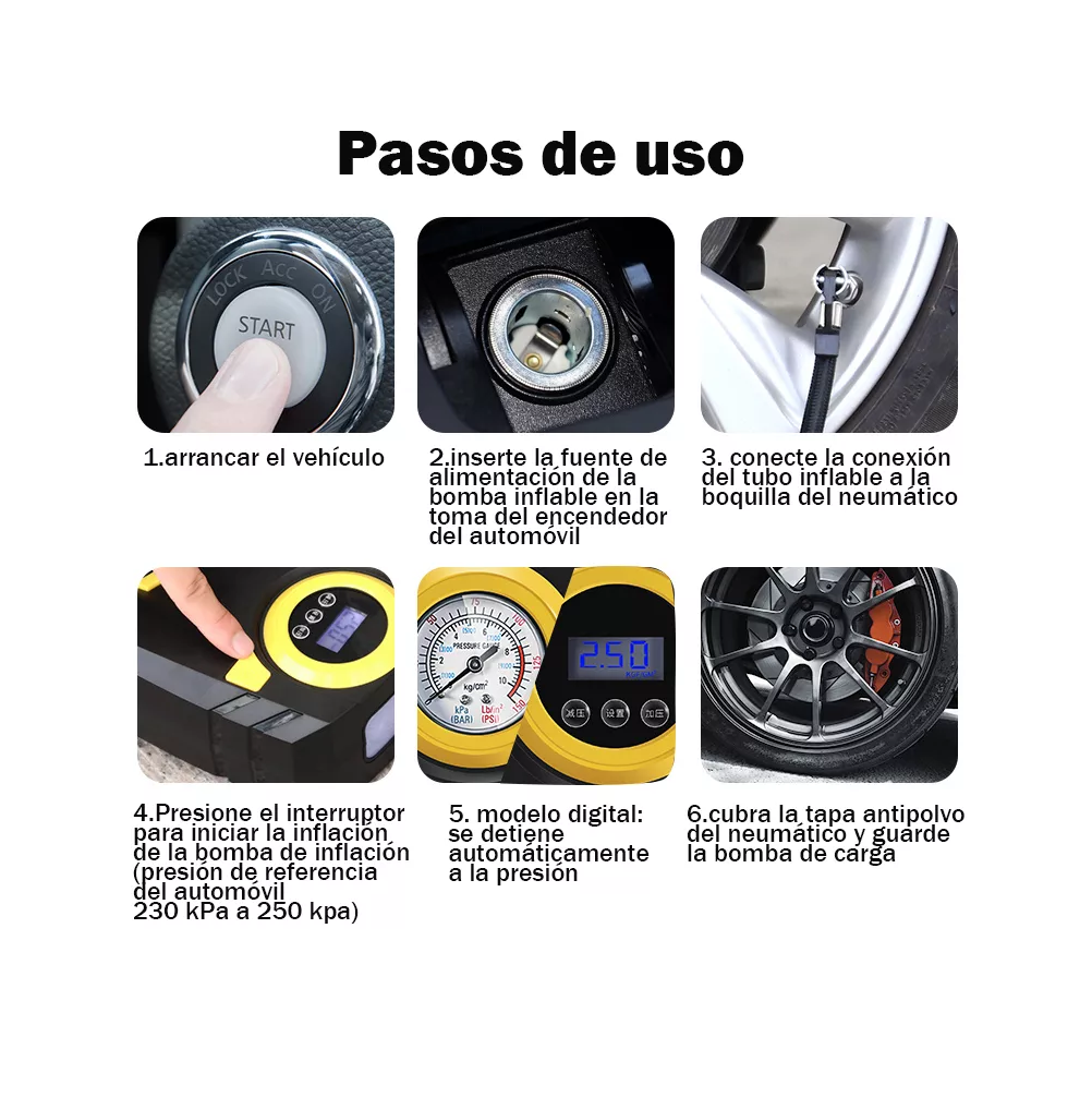 Foto 4 pulgar | Bomba Inflable De Pantalla Digital Con Caja De Herramientas Portátil Negro/amarillo