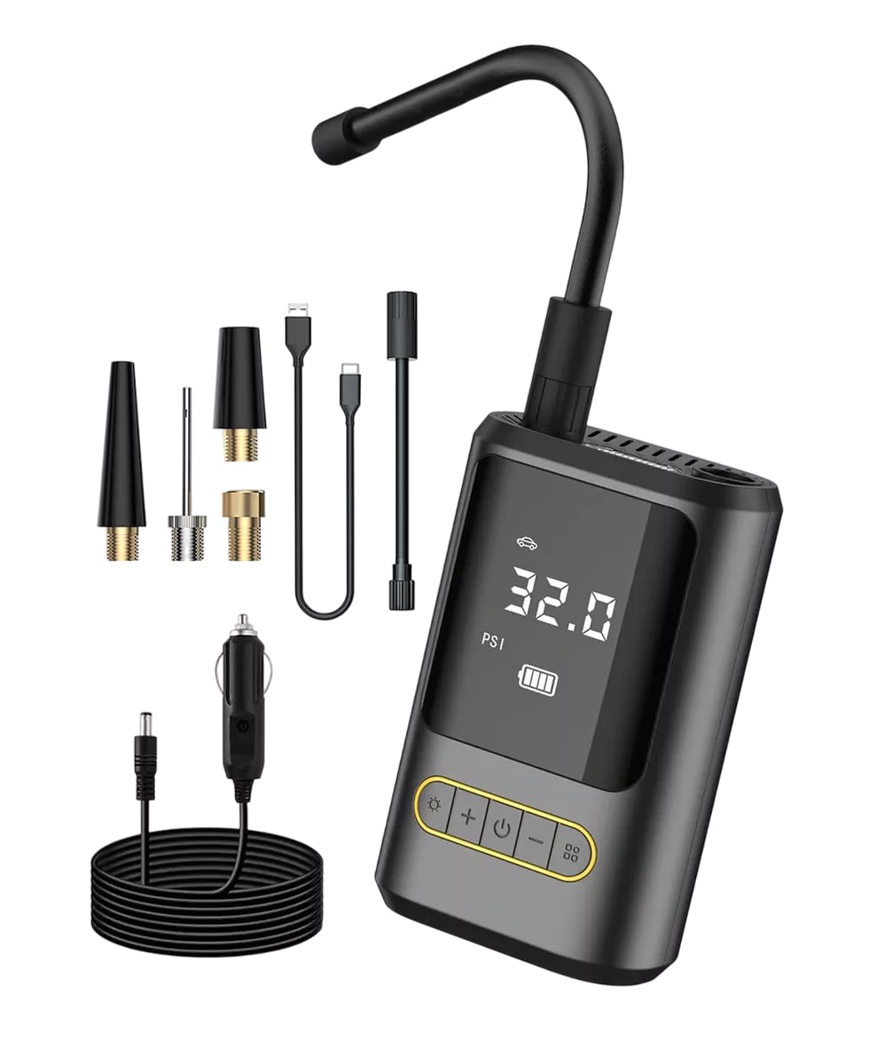 Compresor De Aire Portatil 80w Inflador De Llantas Bomba Negro $936