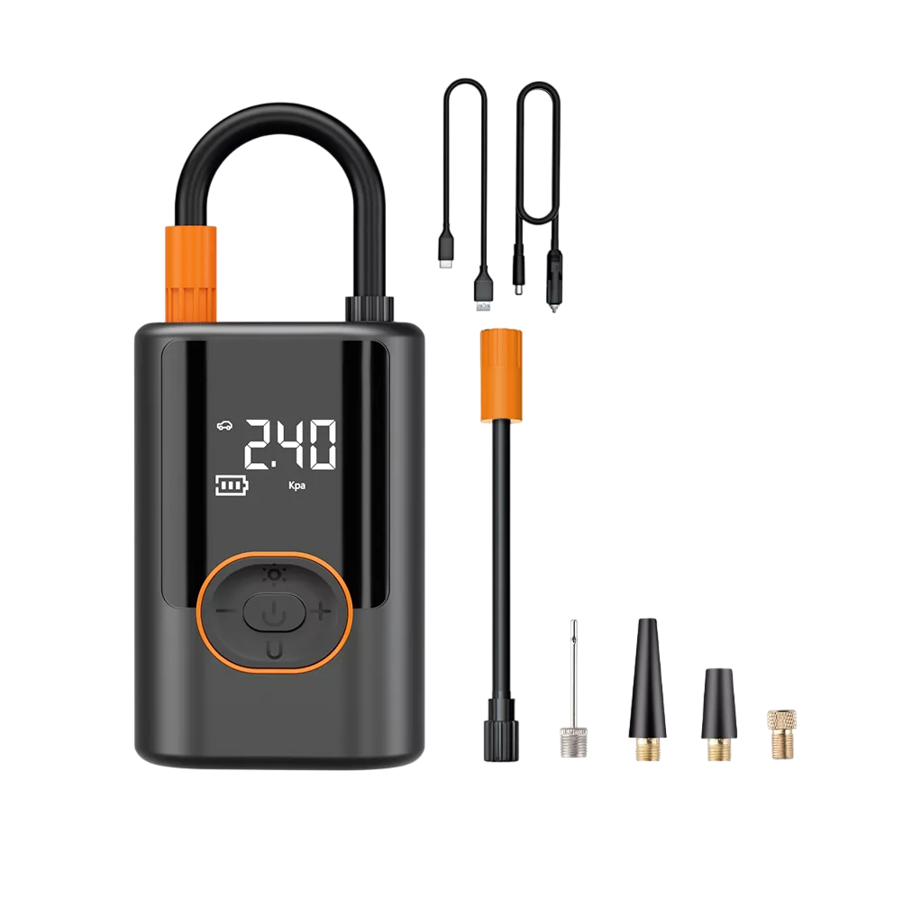 Compresor Bomba De Aire Electrica Inflador Llantas Para Carro Negro/naranja